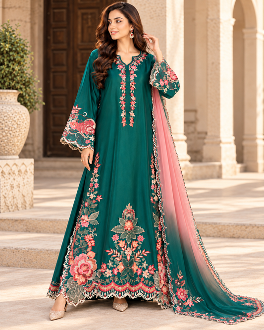 Emerald Rose Kaftan Set ✨